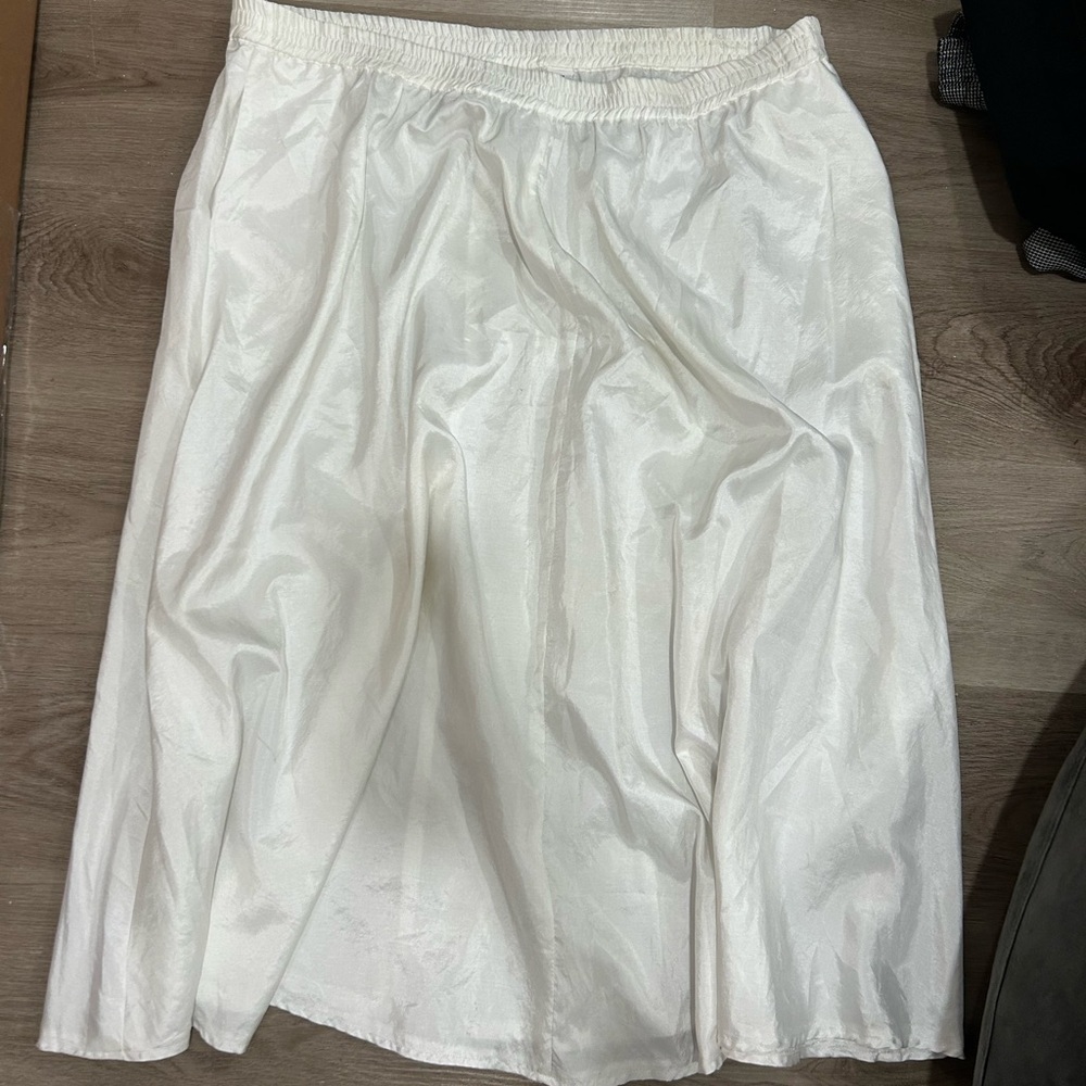 Vintage Chaus White Satin-like Maxi Skirt